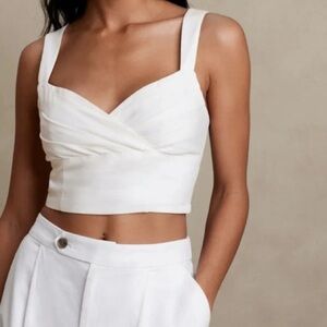 Banana Republic Factory Ivory Cropped Linen Blend Top NWT Size 12